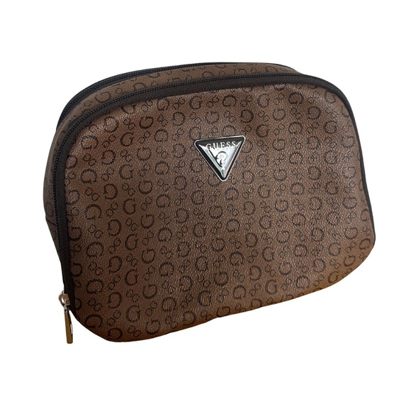 GUESS Brown Logo Cosmetic Toiletry Bag – NWOT - Picture 1 of 7